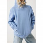 Sudadera infantil de algodón recicladocon capucha 280 g/m2 Iqoniq color azul cian