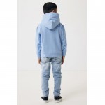 Sudadera infantil de algodón recicladocon capucha 280 g/m2 Iqoniq color azul cian