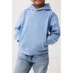 Sudadera infantil de algodón recicladocon capucha 280 g/m2 Iqoniq color azul cian