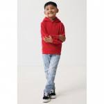 Sudadera infantil de algodón recicladocon capucha 280 g/m2 Iqoniq color rojo
