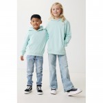 Sudadera infantil de algodón recicladocon capucha 280 g/m2 Iqoniq color verde menta