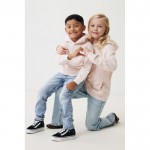 Sudadera infantil de algodón recicladocon capucha 280 g/m2 Iqoniq color rosa claro