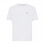 Camiseta de algodón reciclado unisex modern fit 220 g/m2 IQONIQ Nikko color blanco vista con logo