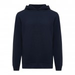 Sudadera unisex con capucha de algodón reciclado 280 g/m2 Iqoniq color azul marino