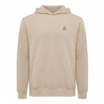 Sudadera unisex con capucha de algodón reciclado 280 g/m2 Iqoniq color marrón claro vista con logo