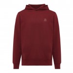 Sudadera unisex con capucha de algodón reciclado 280 g/m2 Iqoniq color burdeos vista con logo
