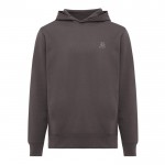 Sudadera unisex con capucha de algodón reciclado 280 g/m2 Iqoniq color plateado mate vista con logo