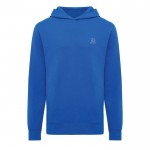 Sudadera unisex con capucha de algodón reciclado 280 g/m2 Iqoniq color azul real vista con logo