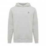 Sudadera unisex con capucha de algodón reciclado 280 g/m2 Iqoniq color gris claro vista con logo