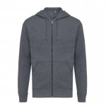 Sudadera con cremallera de algodón eco 340 g/m2 Iqoniq Abisco color gris jaspeado