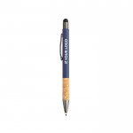 Bolígrafo de aluminio y corcho con tacto de goma tinta azul vista principal