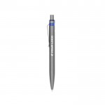 Bolígrafo de aluminio reciclado con detalle a color tinta azul vista principal