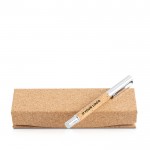 Roller elegante de metal y corcho con caja magnética tinta azul vista principal