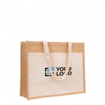 Bolsa de yute y algodón resistente hasta 11kg con bolsillo frontal vista principal
