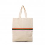 Bolsa de algodón en natural con banda multicolor y asas 180 g/m2 vista principal