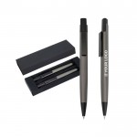 Set de bolígrafo y portaminas de aluminio con estuche tinta negra vista principal
