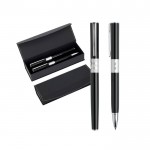 Set de bolígrafo y roller de metal de diseño con caja tinta negra vista principal