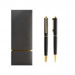 Set de bolígrafo y roller de metal con aire elegante tinta azul vista principal
