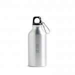 Botella de aluminio reciclado con tapón de color y mosquetón 400ml vista de impresión