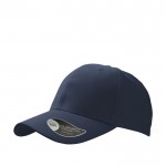 Gorra de béisbol en sarga de algodón con cierre de velcro color azul marino vista de impresión