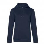 Sudadera de algodón y poliéster reciclado para mujer 280 g/m2 B&C color azul marino vista de impresión