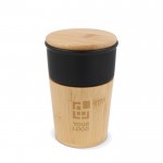 Vaso de cerámica con detalles de bambú y tapa a presión vista principal