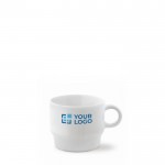 Taza de porcelana blanca con opción apilable hecha en EU 180ml vista principal