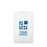 Identificador transparente en forma vertical para lanyard 7.5x12cm vista principal