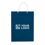 Bolsa grande de papel laminado de colores con asa de cordón vista principal