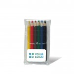 Lápices cortos de colores en estuche transparente personalizable vista principal