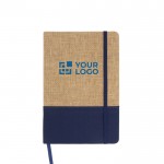 Libreta de yute y RPET con detalle a color en base y separador a juego vista principal