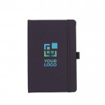 Libreta de RPET de tapa dura y porta bolígrafo con correa elástica A5 vista principal