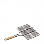 Parrilla rectangular con cómoda asa de madera especial para barbacoa vista principal