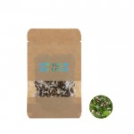 Bolsa de semilla de flores secas presentadas en bolsa de papel kraft vista principal