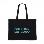 Bolsa de algodón reciclado grande con fuelle y asas a juego 140 g/m2 vista principal