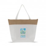 Bolsa nevera personalizada de algodón y detalle de yute con cremallera vista principal