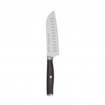 Cuchillo santoku de acero inoxidable reciclado y madera hoja 14cm color plateado vista de impresión