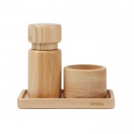 Set de sal y pimienta con diseño escadinavo de madera de fresno color marrón