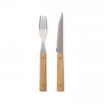 Set de cubiertos de acero inoxidable de 8 piezas para barbacoa color marrón