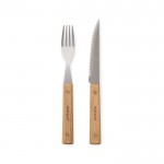 Set de cubiertos de acero inoxidable de 8 piezas para barbacoa color marrón vista con logo