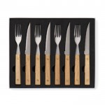 Set de cubiertos de acero inoxidable de 8 piezas para barbacoa color marrón vista con caja