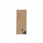 Cortador de pizza de acero inoxidable con mango de madera color marrón vista con caja