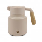 Jarra térmica de acero inoxidable reciclado con tapa antigoteo 1,2L color beige vista con logo