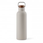 Botella de acero inoxidable reciclado con tapa de madera y asa 800ml color gris