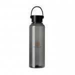 Botella RPET de diseño minimalista con tapa de acero y asa 550ml color negro vista con logo