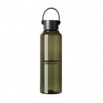 Botella RPET de diseño minimalista con tapa de acero y asa 550ml color verde vista con logo