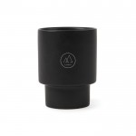 Taza de arcilla reciclada de diseño escandinavo de 300ml color negro vista con logo