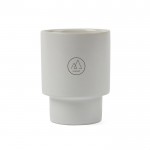 Taza de arcilla reciclada de diseño escandinavo de 300ml color blanco roto vista con logo