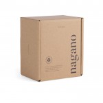 Taza de arcilla reciclada de diseño escandinavo de 300ml color beige vista con caja