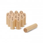 Mini juego de números con 12 bolos numerados y 1 bolo para lanzar color marrón
